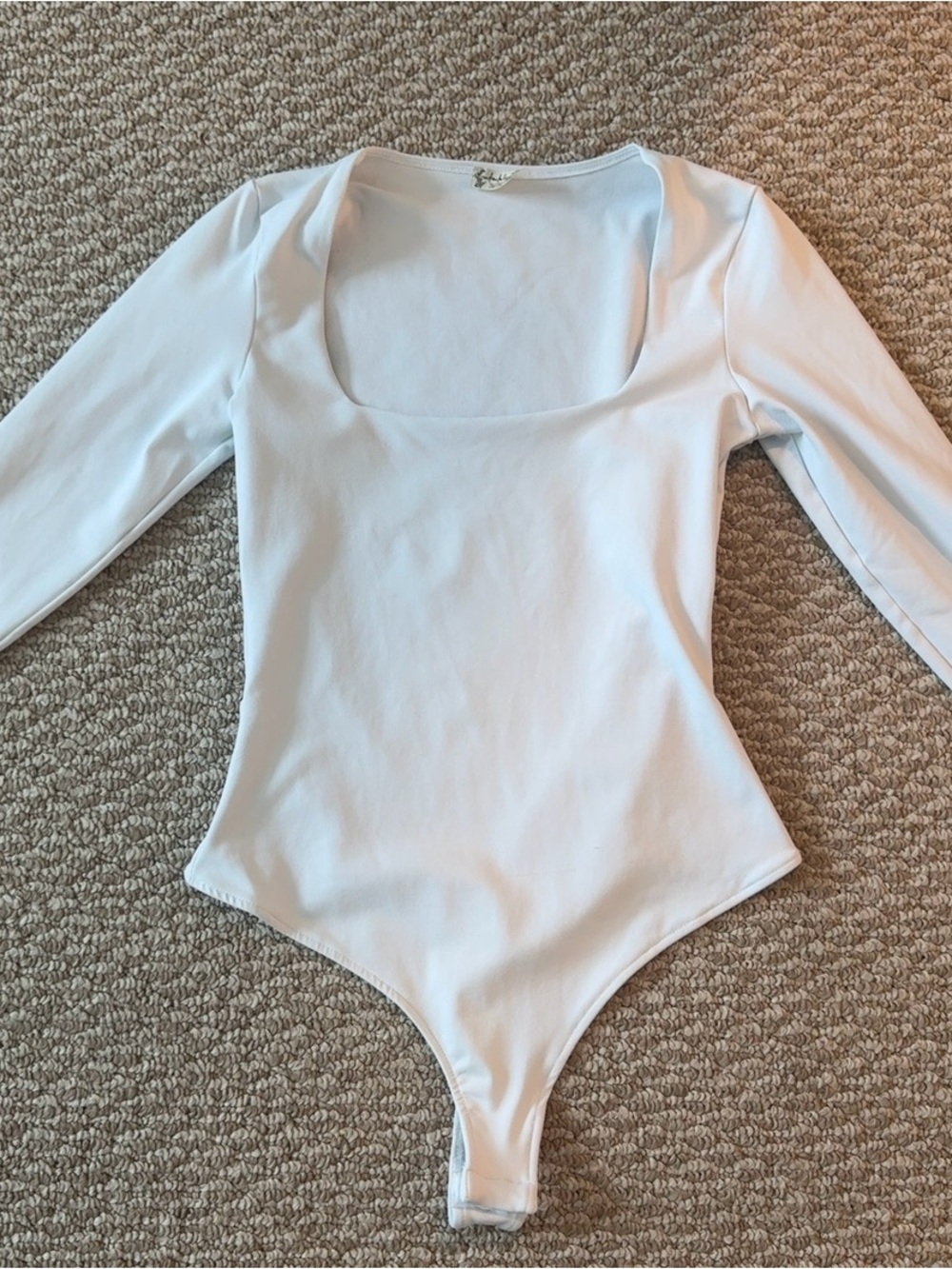 Free People Long Sleeve White One-Piece Bodysuit